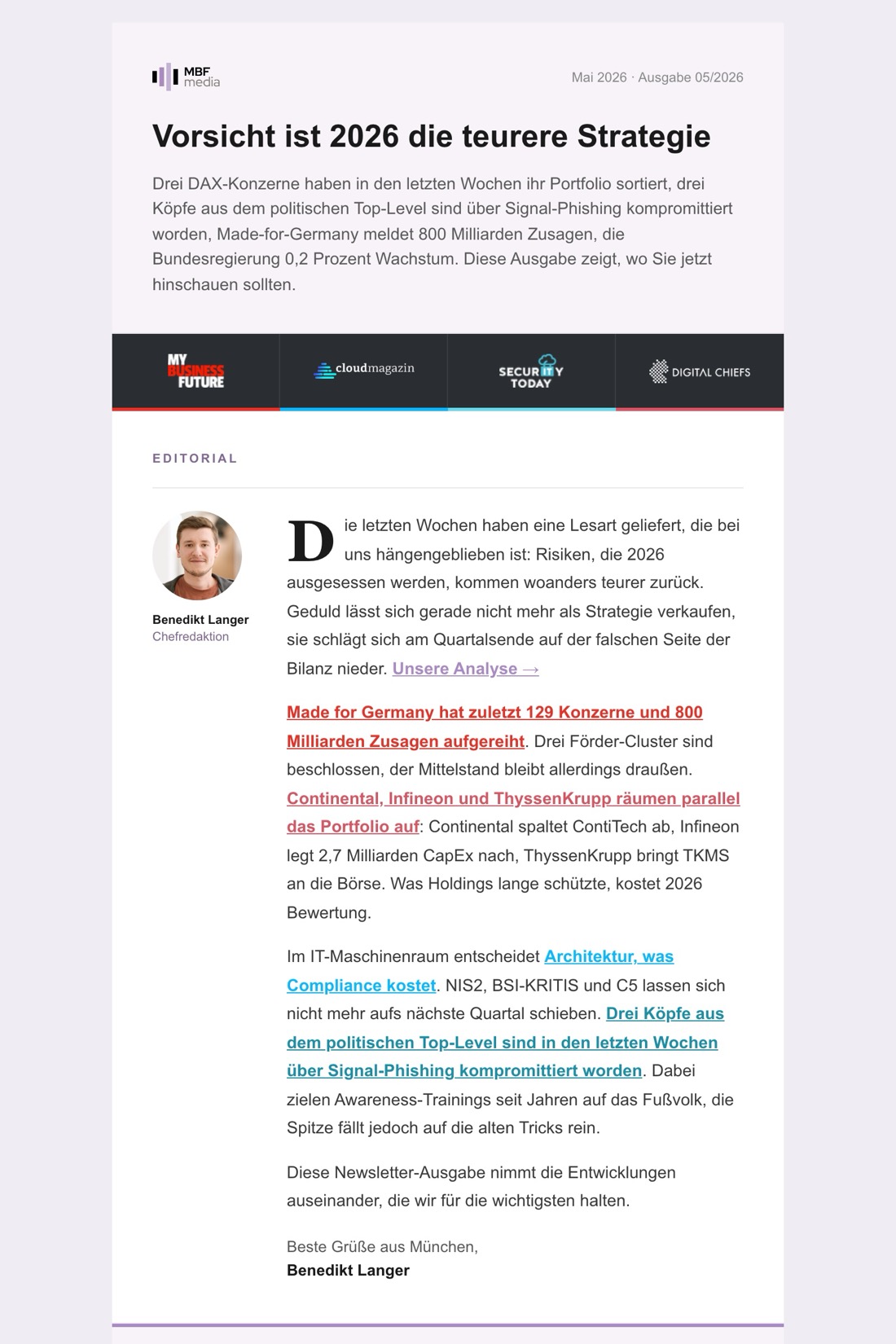 MBF Media Newsletter, Ausgabe Mai 2026