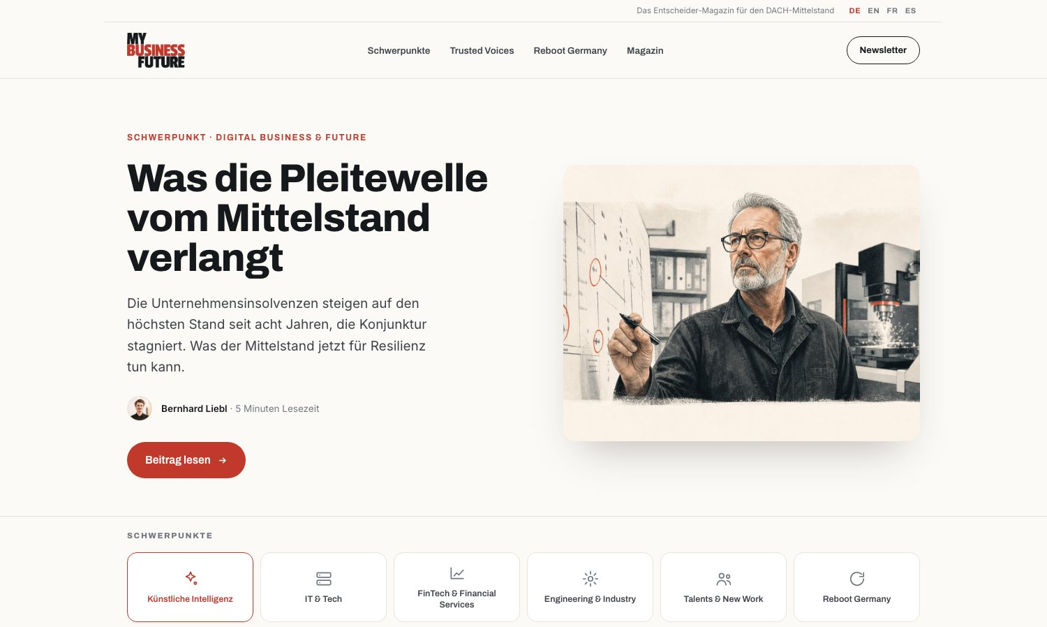 MyBusinessFuture Desktop-Ansicht