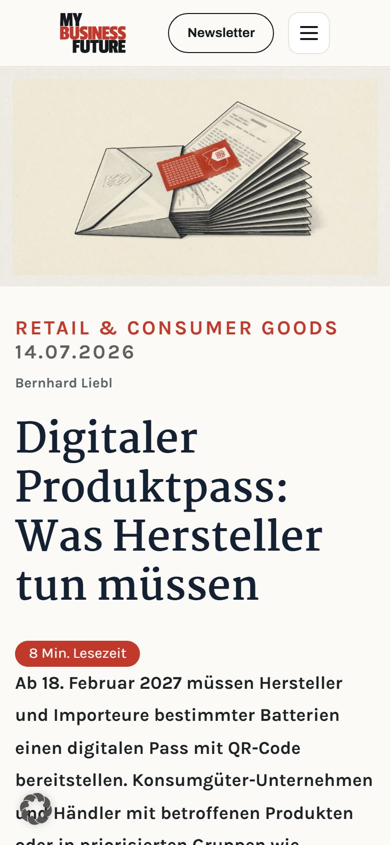 MyBusinessFuture Artikel-Ansicht mobil