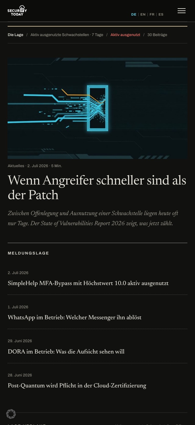 SecurityToday mobile Ansicht