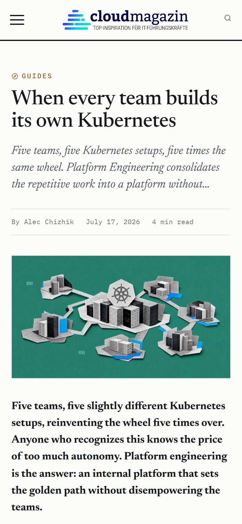 cloudmagazin article, smartphone view