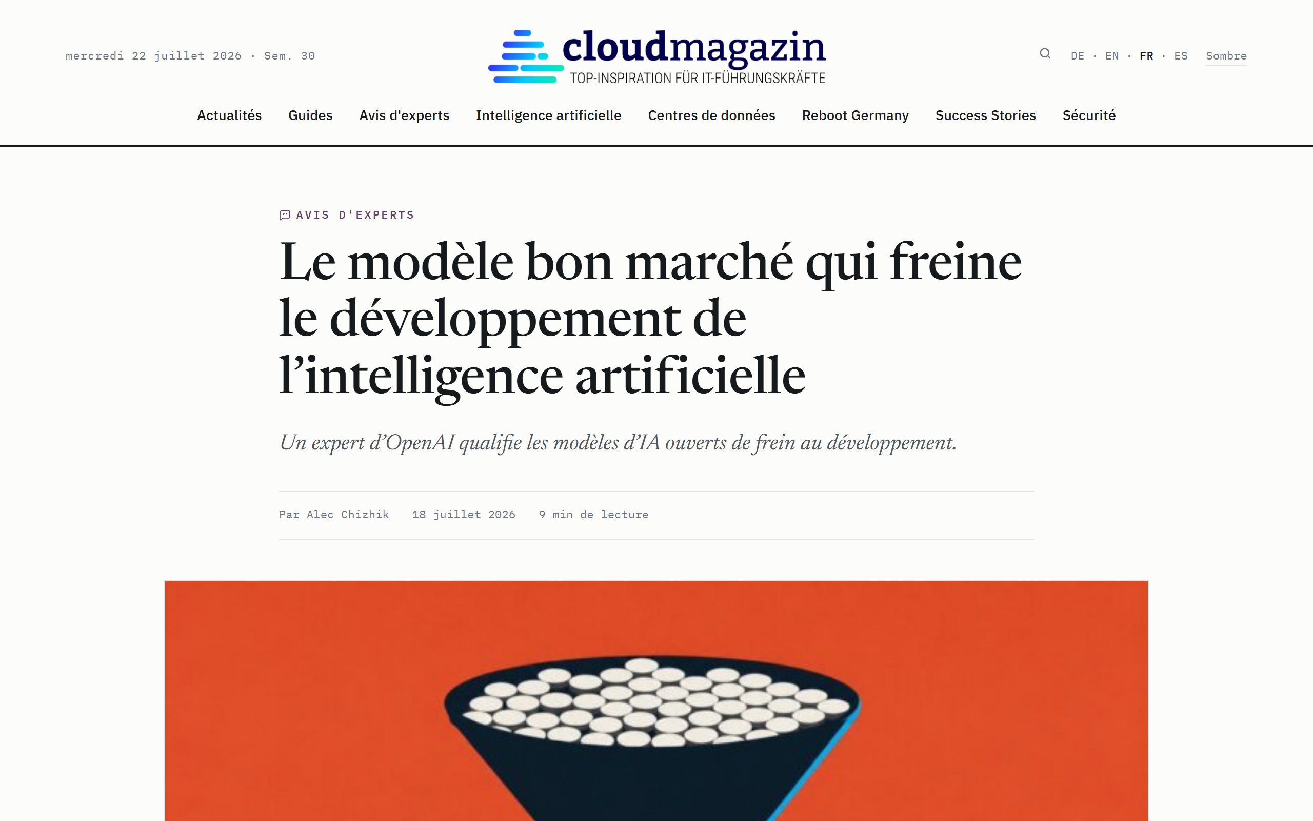 Article cloudmagazin, vue desktop