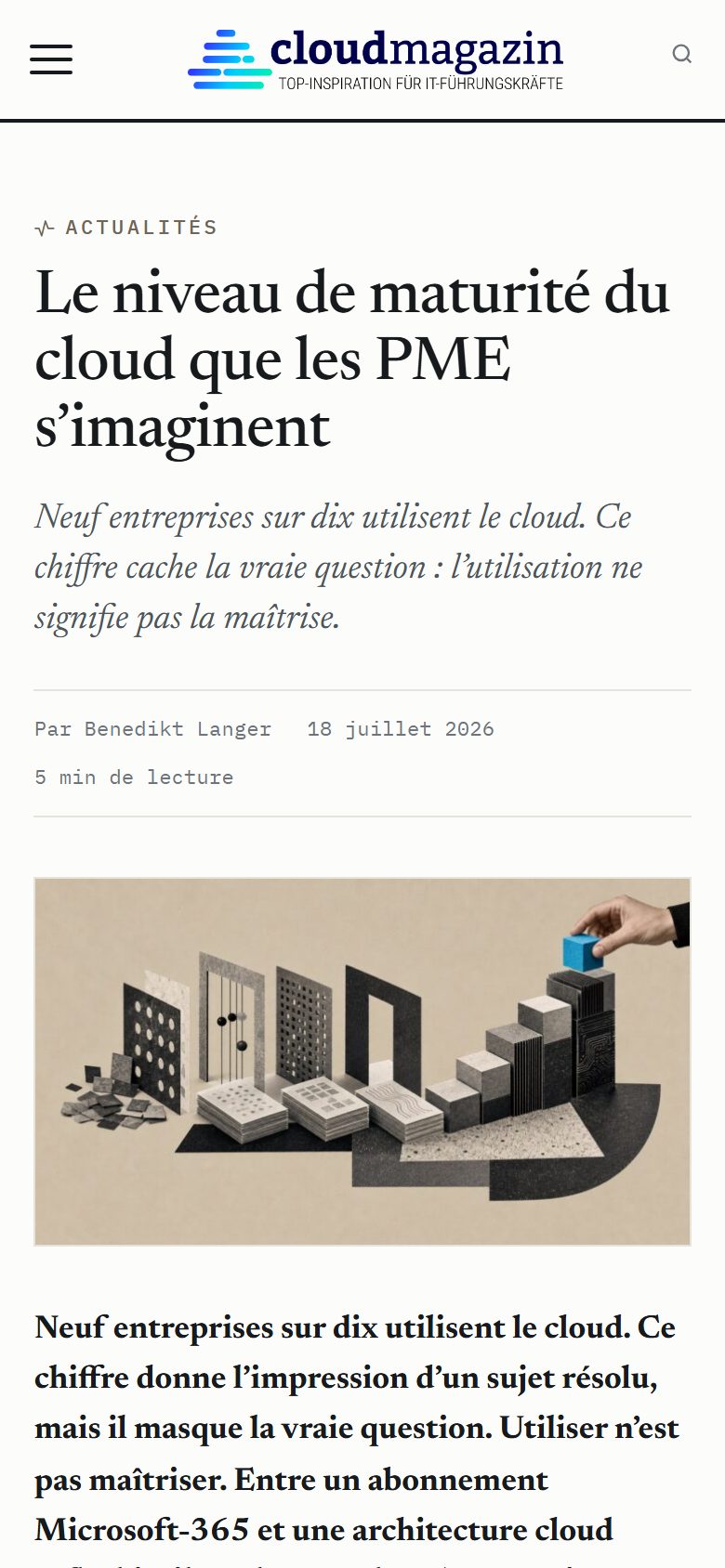 Article cloudmagazin, vue smartphone