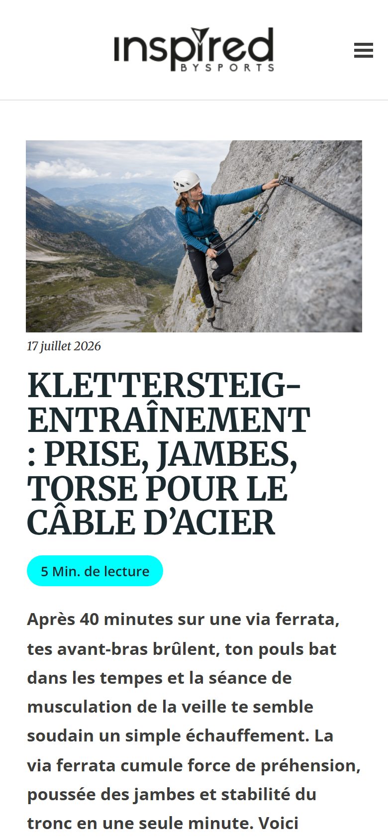 InspiredBySports – article, vue smartphone
