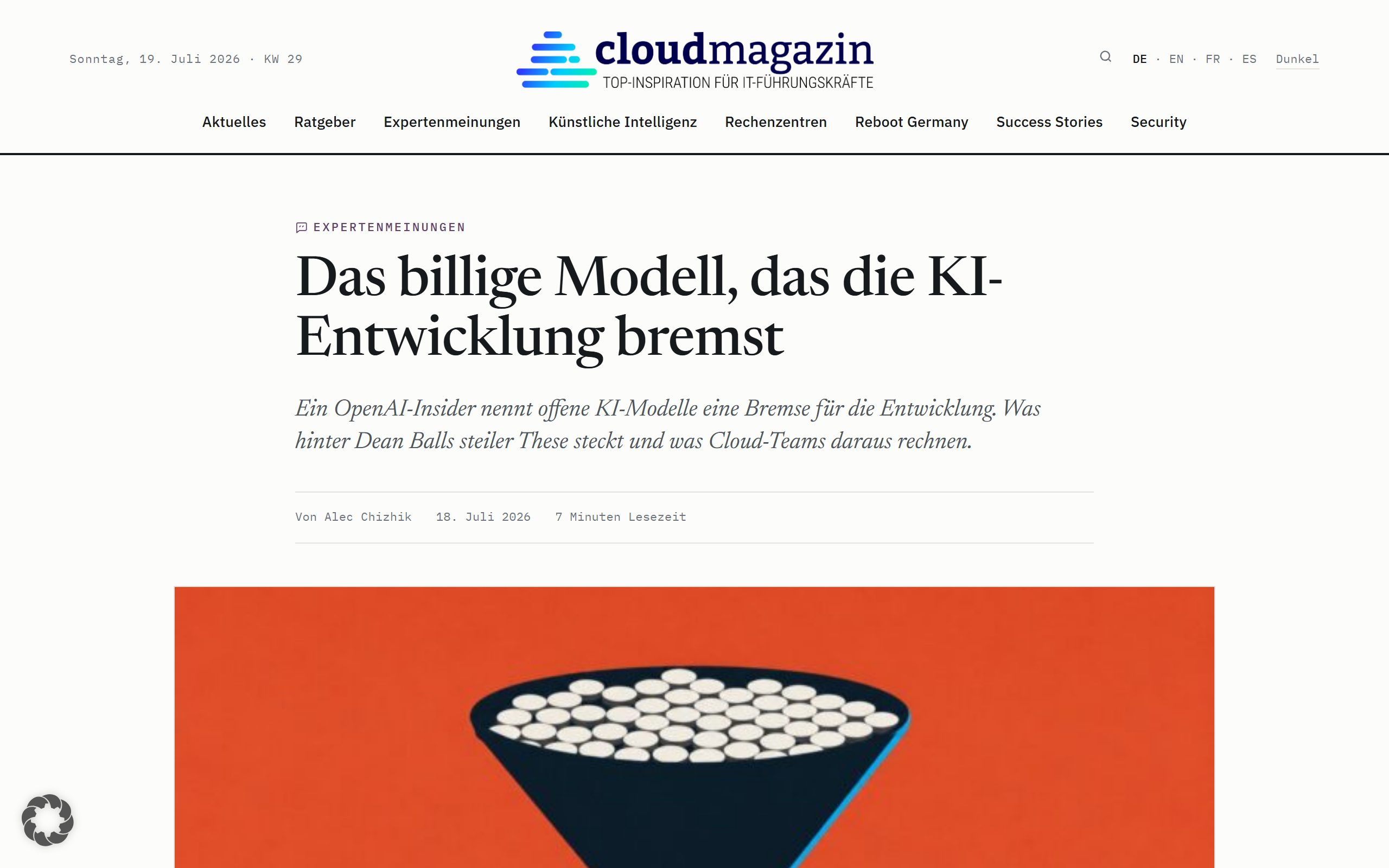 cloudmagazin-Beitrag, desktop view
