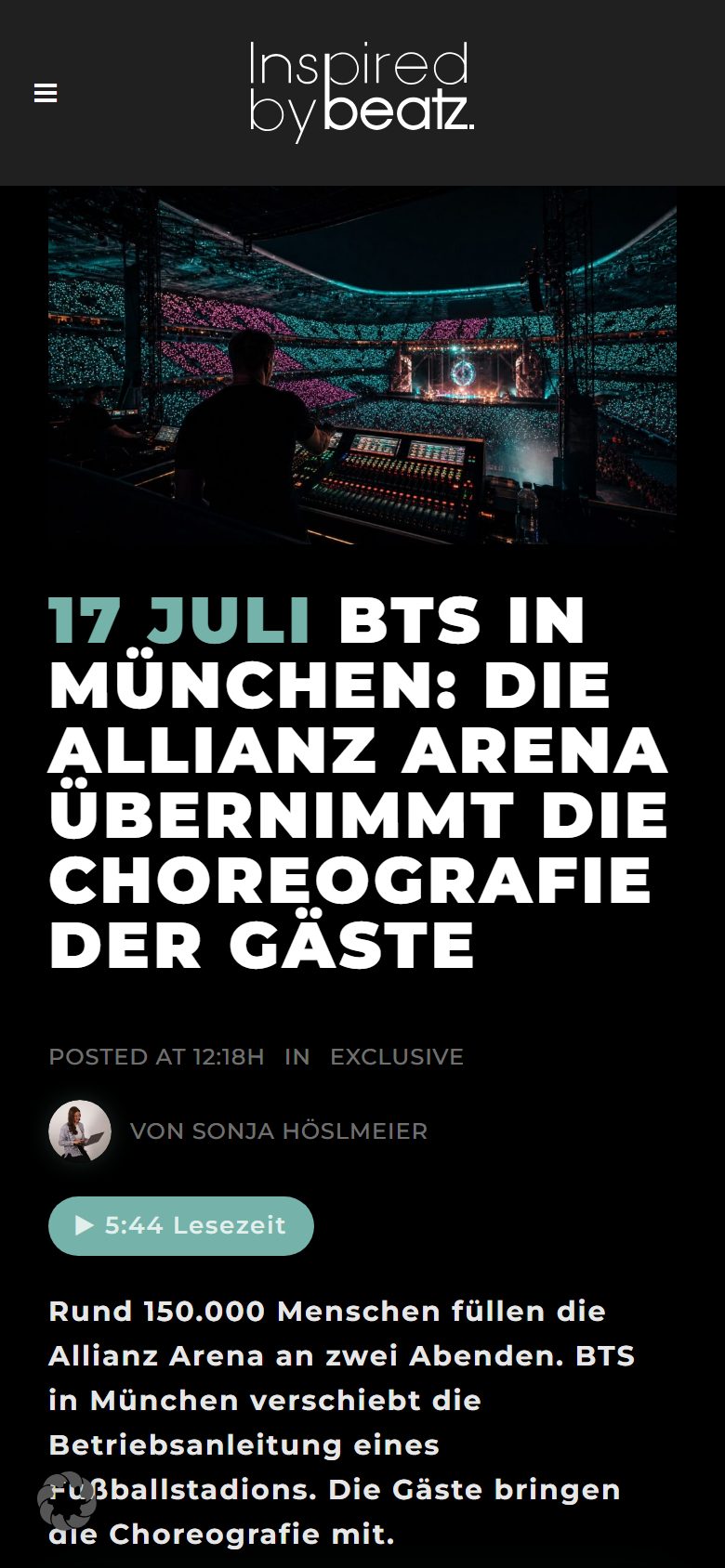 InspiredByBeatz-Beitrag, Smartphone-Ansicht