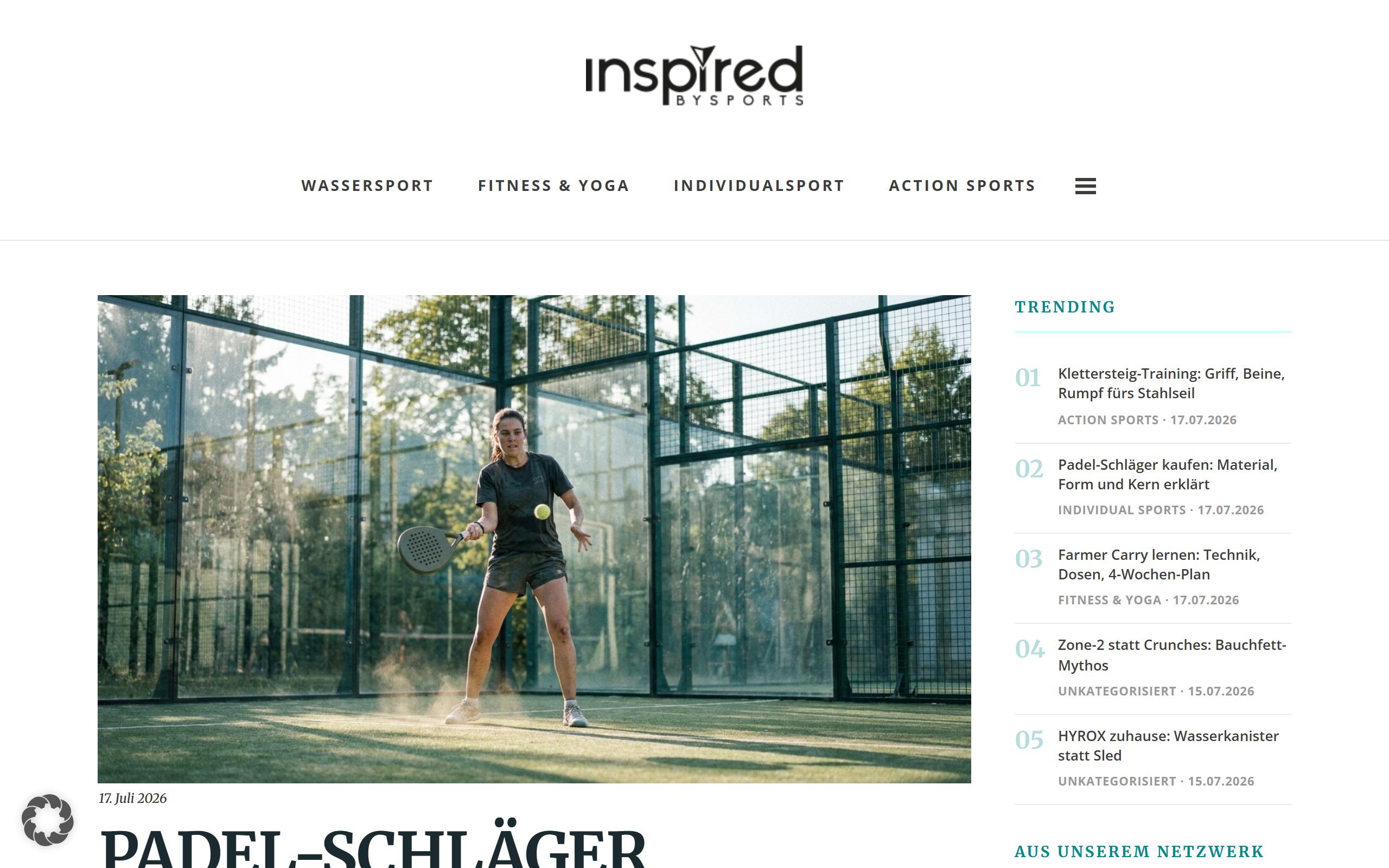 InspiredBySports-Beitrag, Desktop-Ansicht