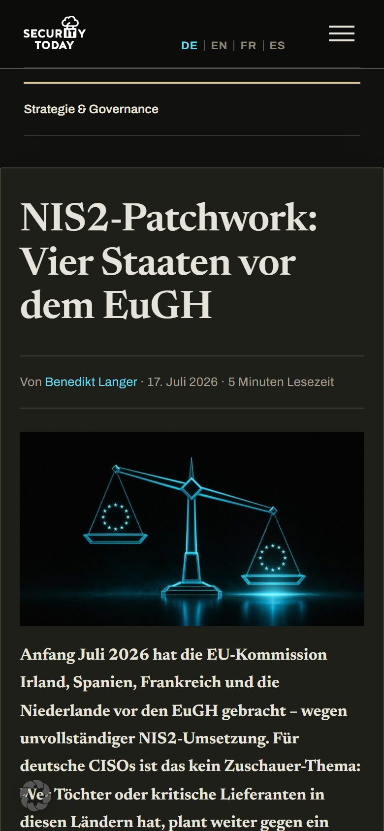 SecurityToday-Beitrag, smartphone view